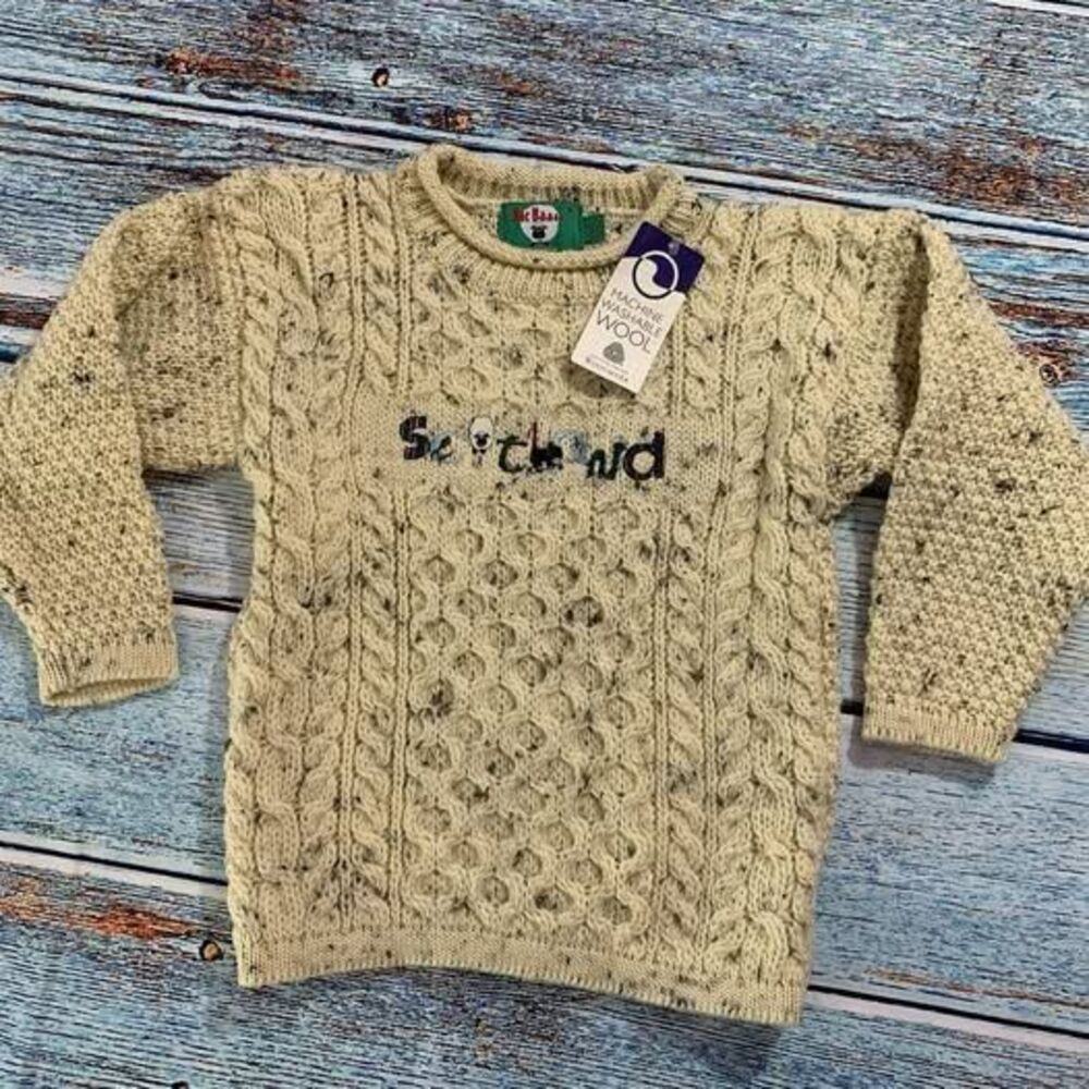 MacBaaaa sweater pullover wool kids Aran wool knit 5T 6T small Scotland washable